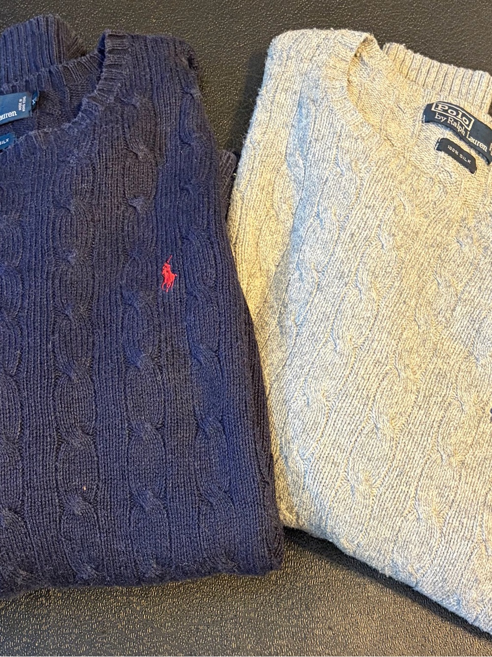 Polo by Ralph Lauren Cable Knit Crewneck Sweaters - Navy & Cream